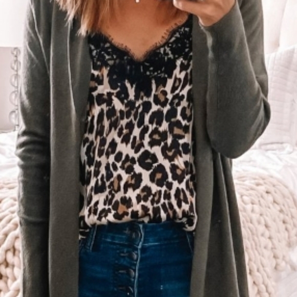 Love Sadie Walmart cami eyelash lace leopard print black beige brown adj strap M - Picture 11 of 11